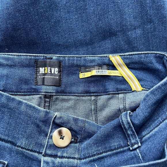 Maeve Anthropologie The Colette Wide Leg Cropped Jeans Denim Blue Size 30 Boho - Picture 8 of 10